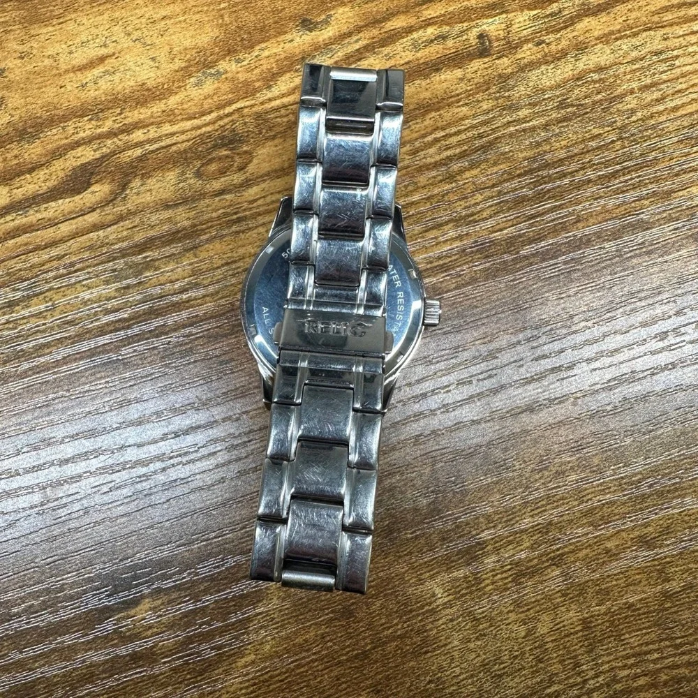 Relic by Fossil Mens Watch ZR77121 Stainless Steel Skeleton Dial Silver Black